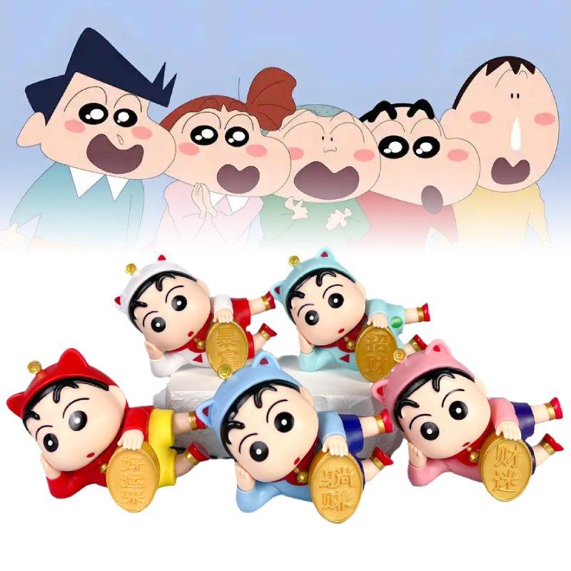 Shin 5pcs Crayon Chan Toy Doll Pvc Model Desktop Decoration Ornament Child Gifts