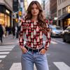Women's Slim Fit Christmas Print Long Sleeve T-Shirt Round Neck Casual Holiday Top