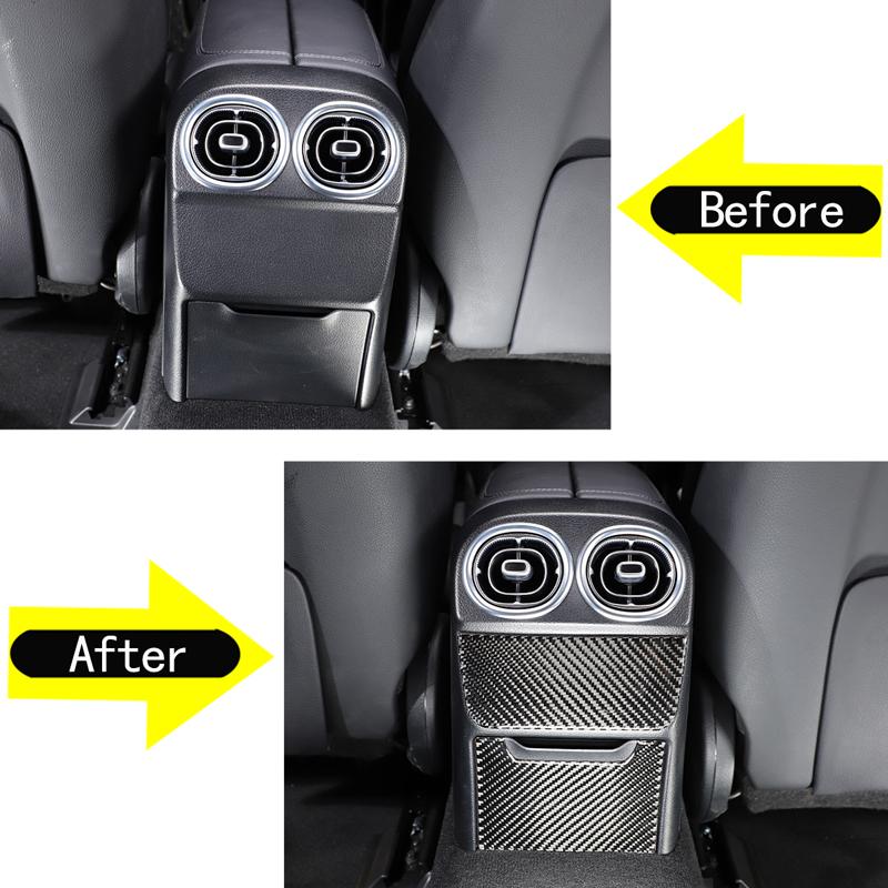 Soft Carbon Fiber Car Rear Air Outlet Storage Box Panel Trim Sticker For Mercedes Benz C-Class W206 2022-2024 Car Accessories