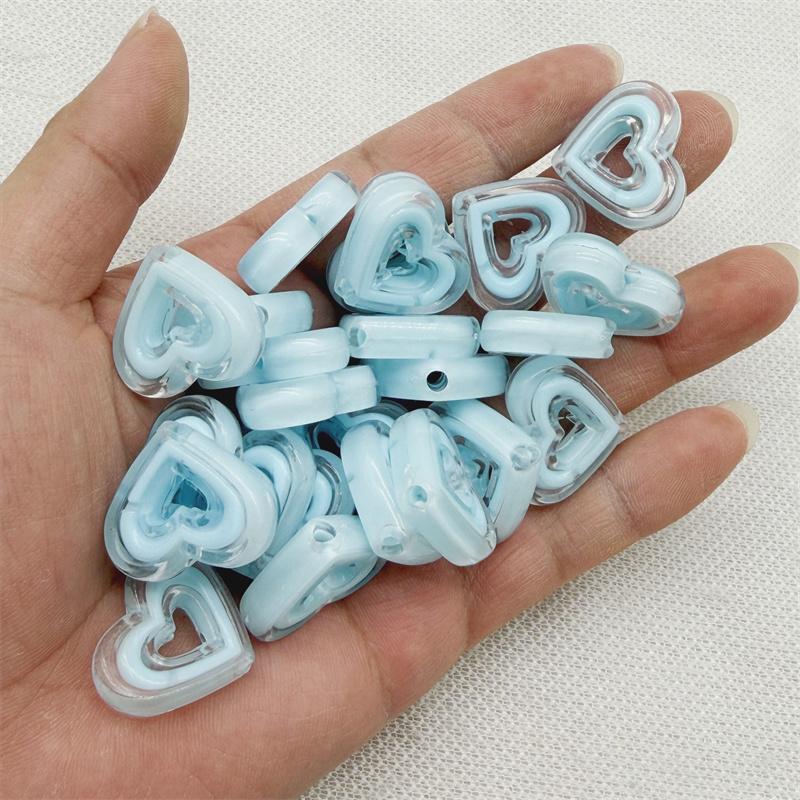 10pcs 20x23mmTransparent Hollow Out Heart-shaped Have Hole Bead Acrylic Straight Hole Bead DIY Mobile Phone Chain Accessory