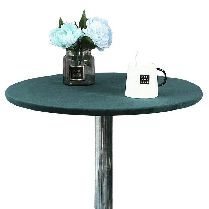 Velvet Elastic Fitted Stretch Tablecloth Round Edged Table Cover 60/70/80/90/100/120/150cm