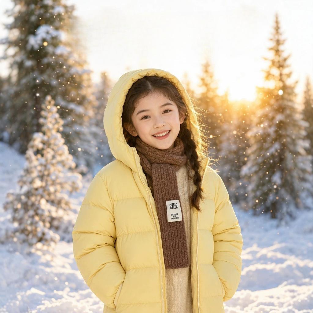 Children's Puff Style down Jacket White Duck down Coat for Boys And Girls Winter Thick Warm Waterproof Trendy Kids' Out