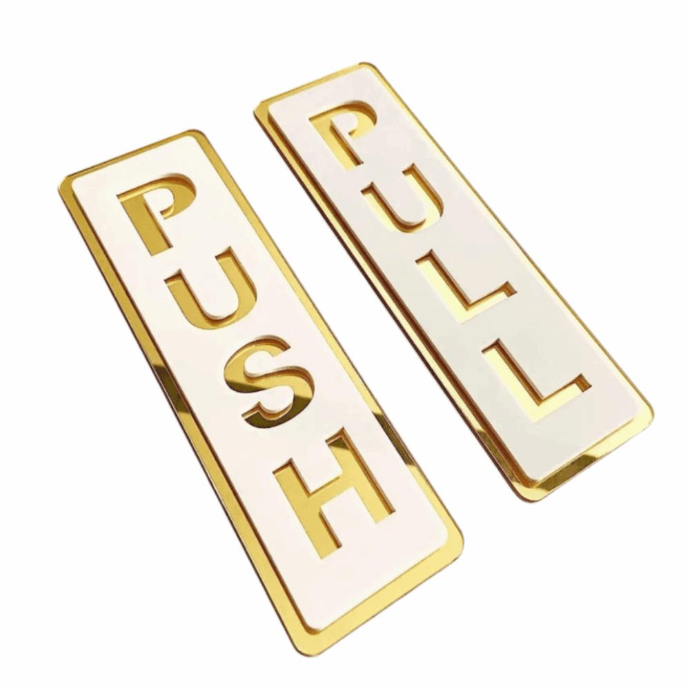 2Pcs Creative Sliding Door Logo 3D Push Pull Door Sign  Glass Door Identification