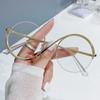 Round Semi-Rimless S Shape Glasses Women Eyeglasses Big Frame Clear Lens Optical Eyewear Vintage Anti-Blue Light Glasses