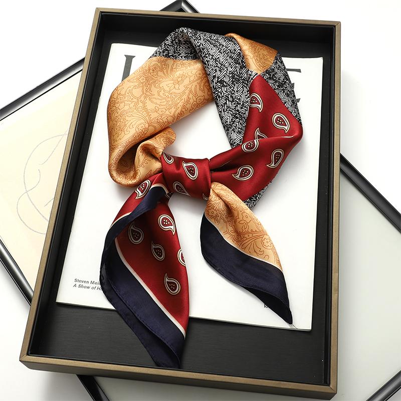 Women Silk Scarf Fashion Hair Scarf Silk Satin Neckerchief Scarf Women Luxury Hair Ties Hair Ornament Female Bandana Bag Scarves