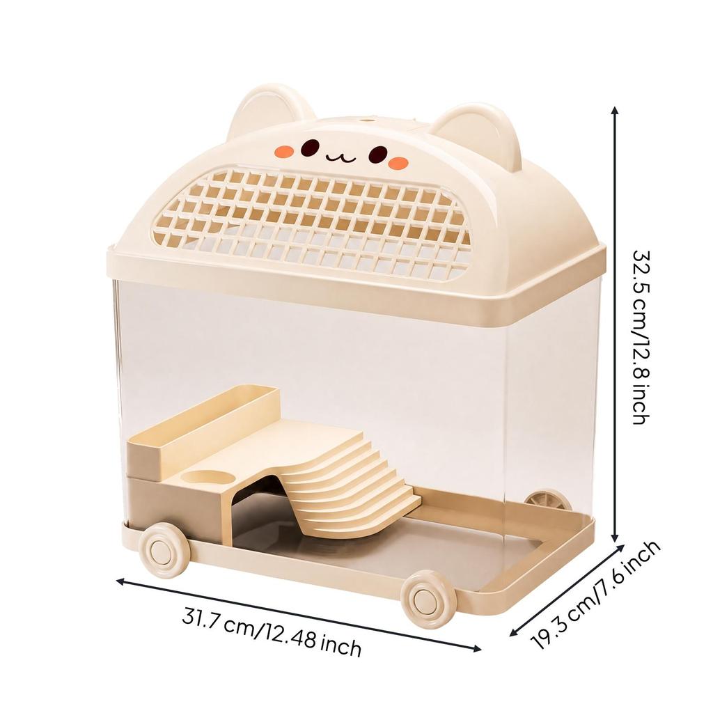 CatShaped Pet Enclosure Ventilated Transparent tank with Wheels Enclosed Raised