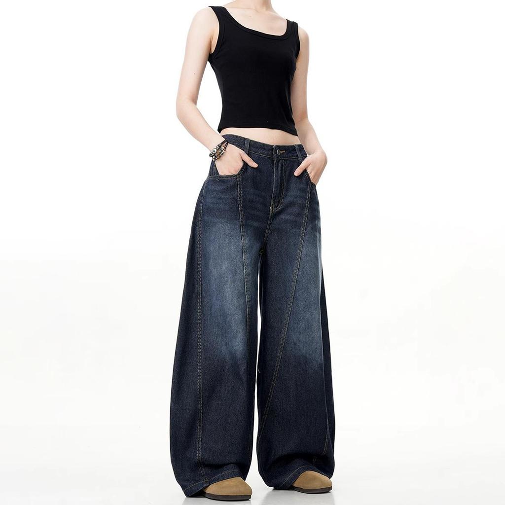 Men's Retro Vintage Distressed Wide-Leg Jeans