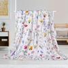 Watercolor Floral Throw Blanket Colorful Wildflower Blankets Botanical Plant Leaf Bed Blanket Flower Butterfly Flannel Fleece