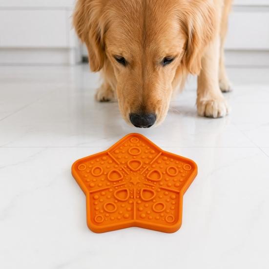 Pet Slow Food Mat with Suction Cups Star Shape Pet Food Tray