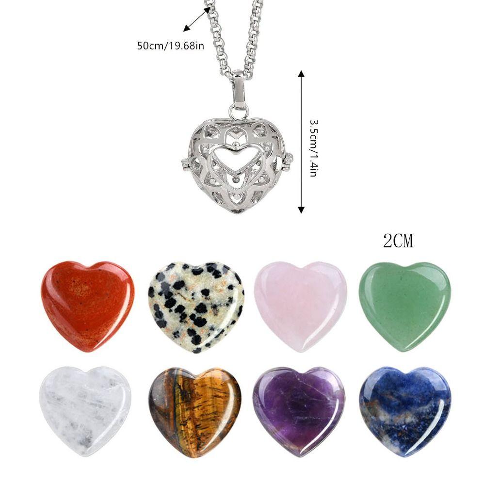 8 in 1 Replaceable Heart Shaped Necklace Natural Stones Gemstone Necklace Spiritual Gifts
