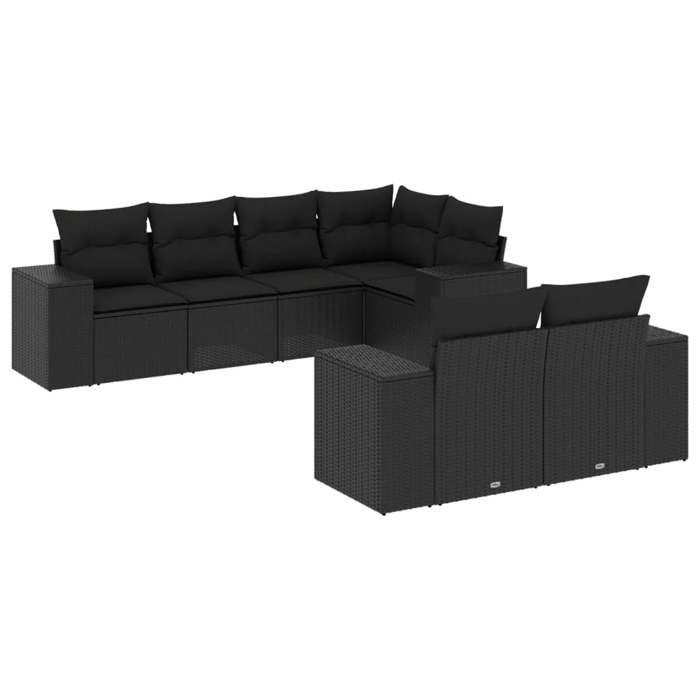 VidaXL Garden Lounge Set with Cushions 7 Pcs, Patio Sofas, Patio Furniture Set, Outdoor Furniture, Black 3255142