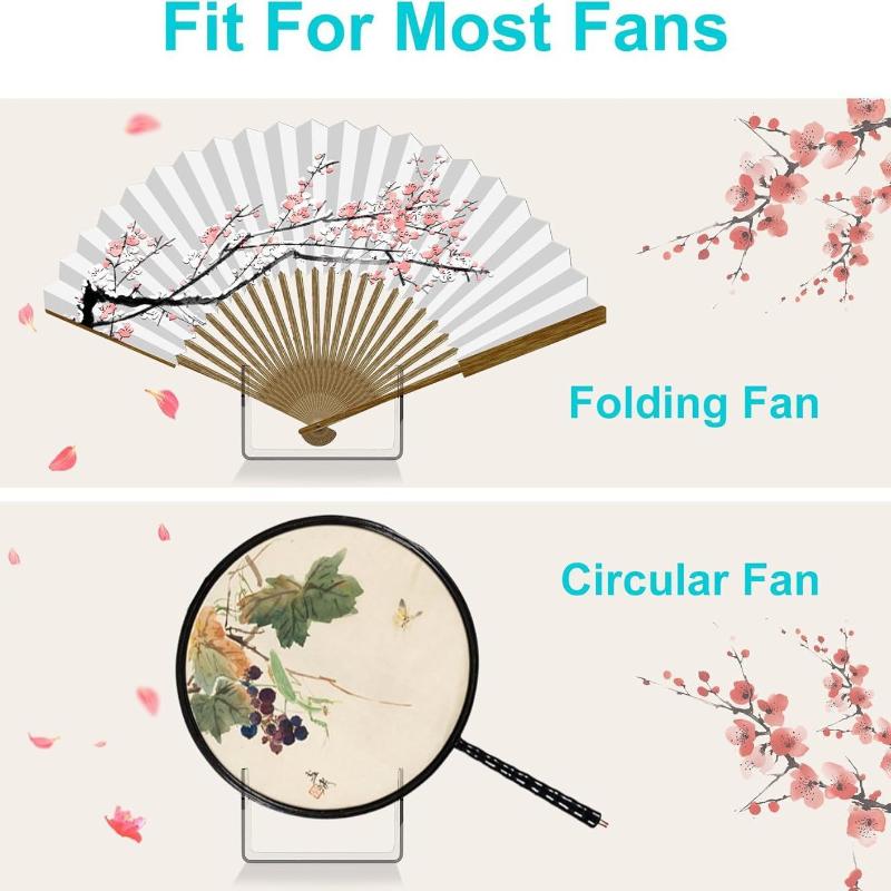 1pc Hand Fan Display Stand Bracket Clear Acrylic Holder Storage Support Foldable Fan Stand Holder Space-Saving Desk Organizer