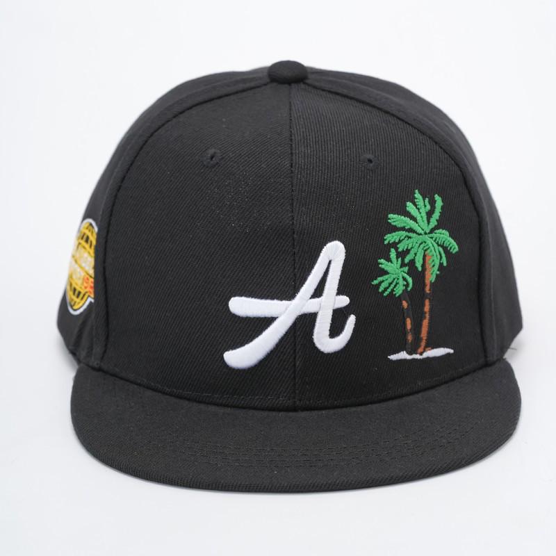 Unisex Embroidered Letter A Flat Brim Baseball Cap - Trendy Hip Hop Style Adjustable чёрный