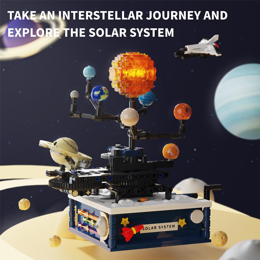 T5002 Space Series Model Assembling Ornaments Electric Rotating Solar System Building Blocks Toys Children'S Toys Gifts