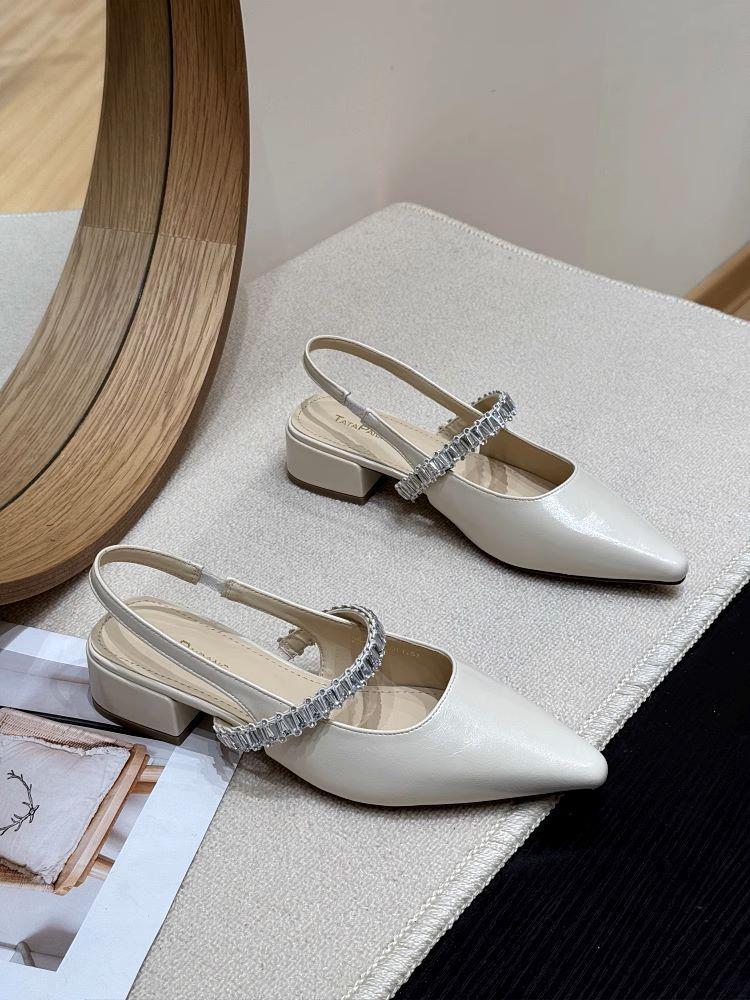 

Остроносые босоножки на тонком каблуке из лакированной кожи 2025 весна и лето новая сумка пустая одинарная обувь ремешок со стразами средний каблук высокие каблуки 40