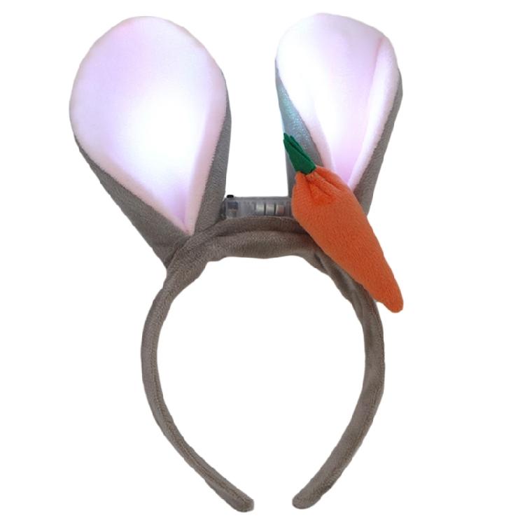 Light Up Rabbit Ears Headband Cute Plush Bunny Ear Hair Accessory for Women