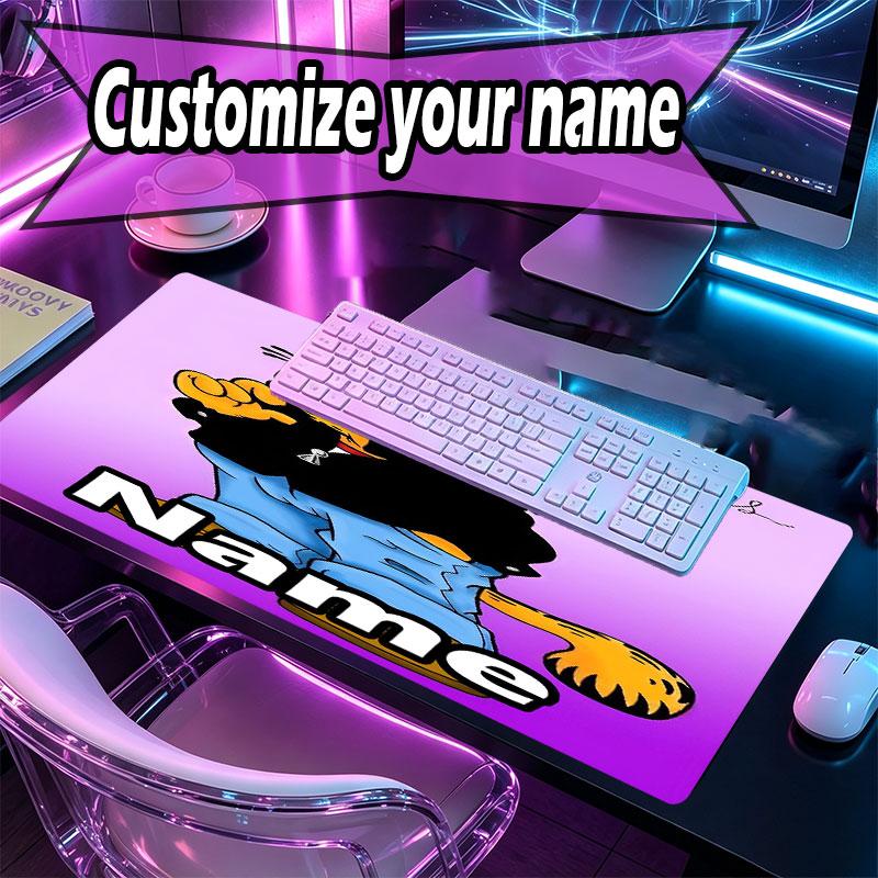 Custom Name Personalized Garfield Pattern Mousepad, Laptop PC Desk Mat, Decorative Desk Mat for Home Keyboard Pad Gift
