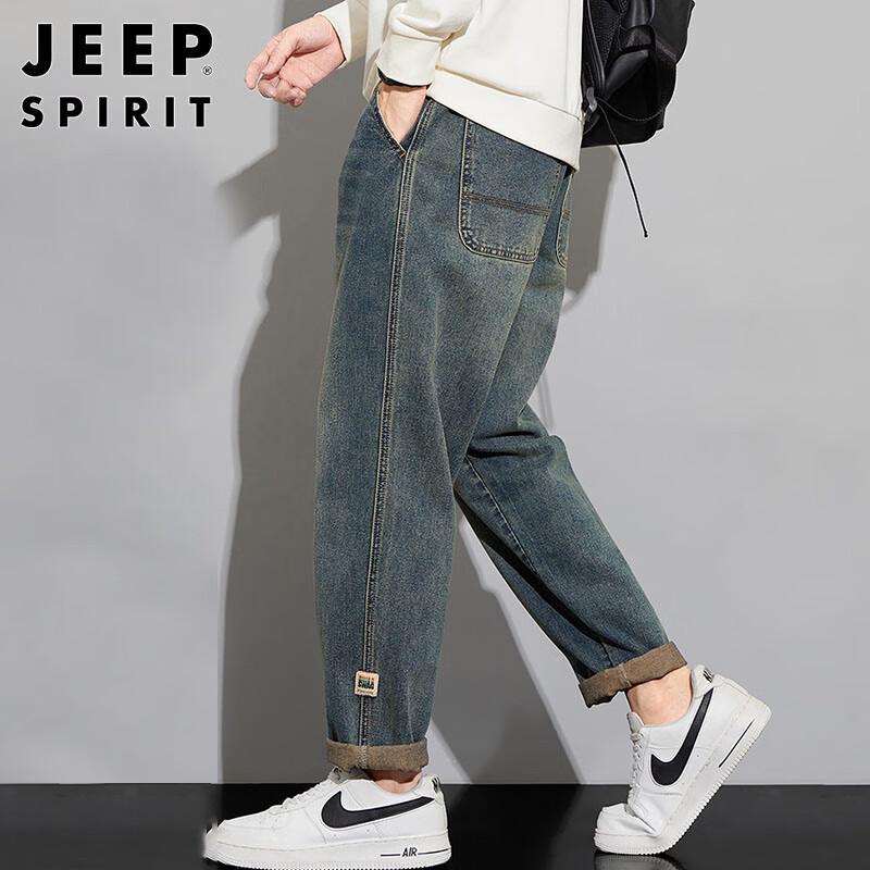 JEEP SPIRIT Men's Loose Fit Washed Retro Jeans