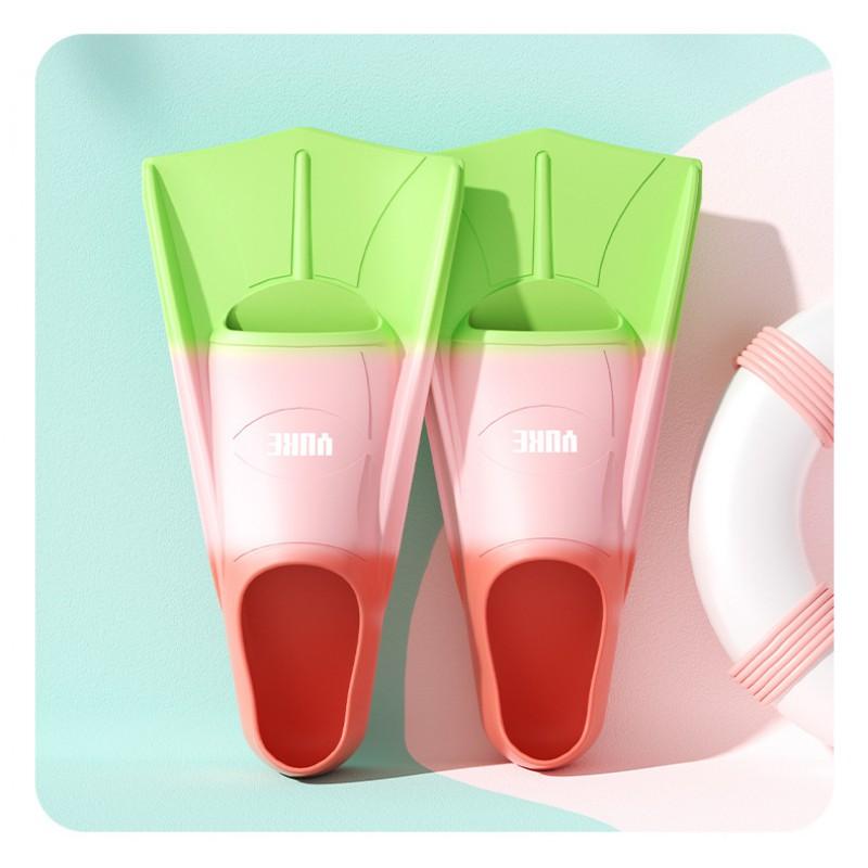 Silicone Swimming Fins Adults Kids - Short Blade Training Freestyle Snorkeling