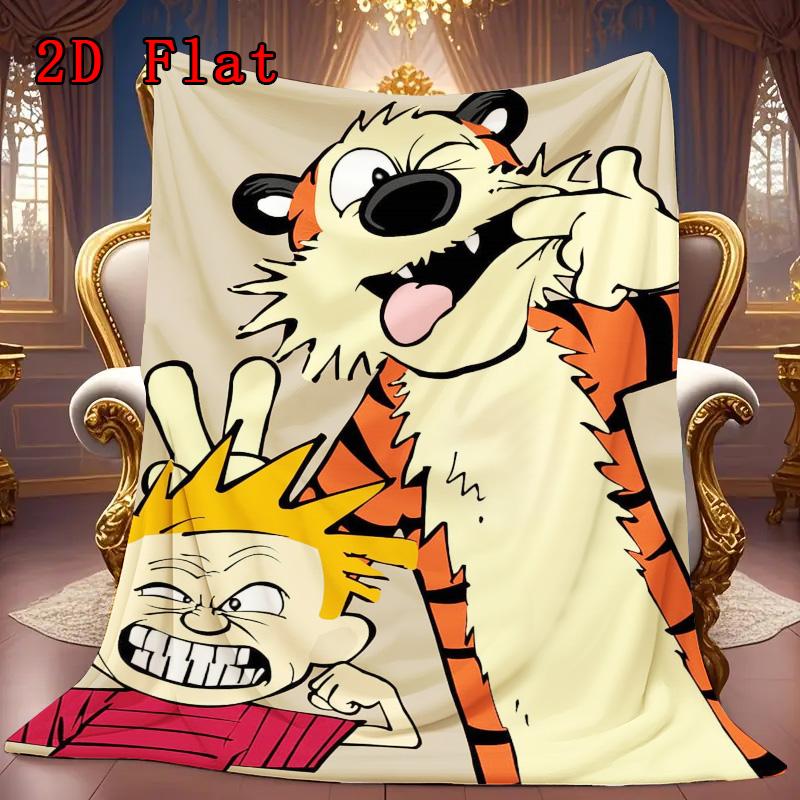 Calvin and Hobbes 2D Flat Pattern Flannel Blanket High quality All Seasons Warmth and Comfort Perfect for Christmas Gifts.NMT0928234