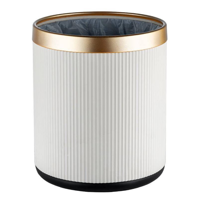 Elegant Gold-Edged Lidless Trash Can for Hotel or Bathroom