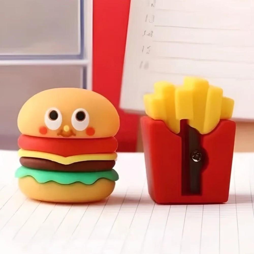 Stationery Pencil Sharpener Cartoon Pencil Cutting Tool French Fries Sharpener Teacher Reward