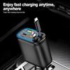 120W Retractable Car Charger with Roof Starlight USB C Cable Fast Charger Cigarette Lighter Adapter For IPhone Huawei Samsung