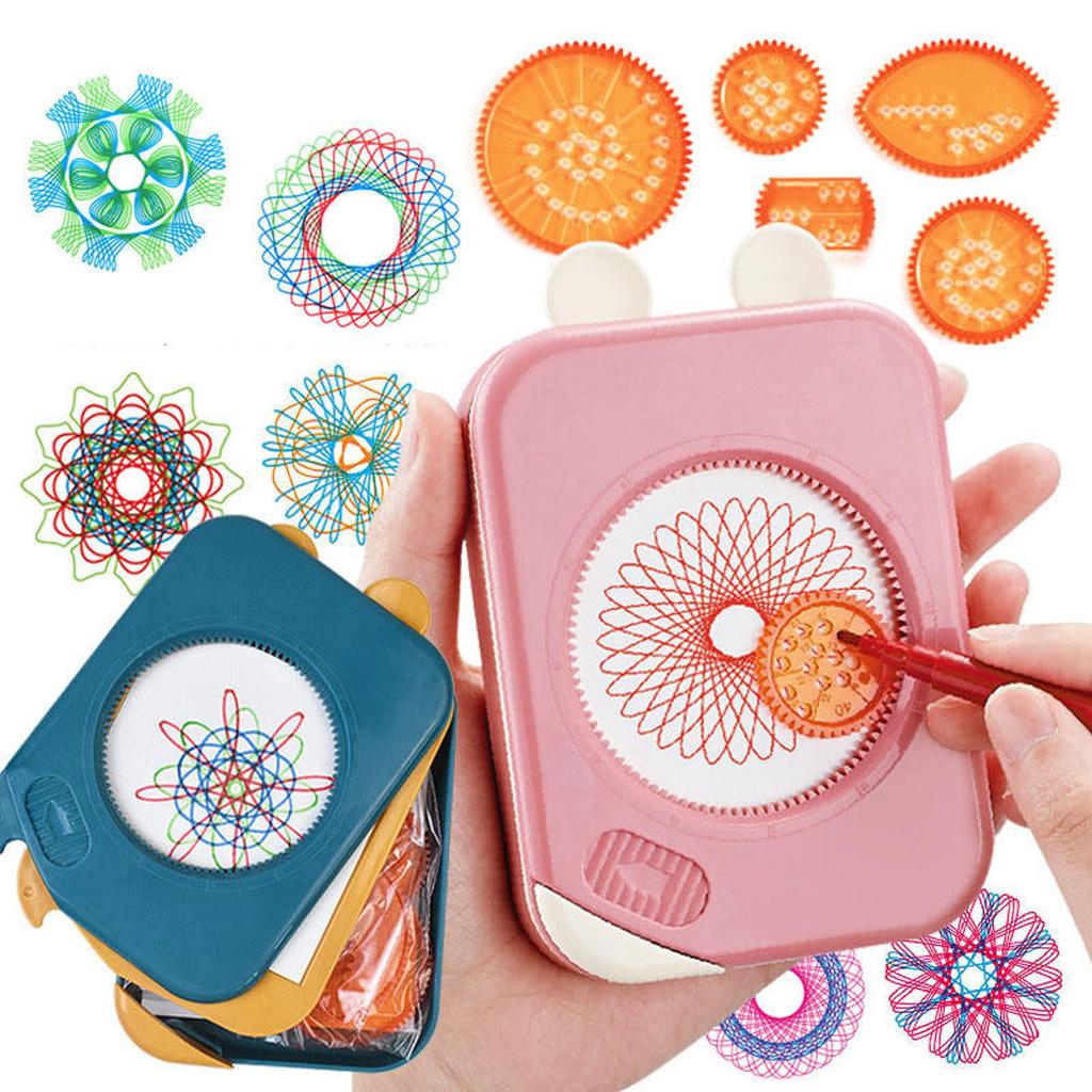 27Pcs Drawing Toys Set Gears Wheels with Pens Spiral Designs Painting Accessories Geometric Ruler Toy 1ml