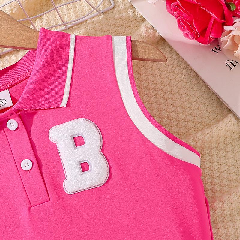 Girls' Dress Summer Children's Fashion Letter Sleeveless Sweet Sports Dress