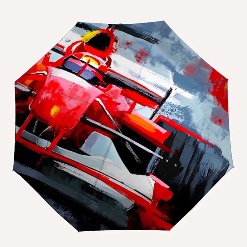 1 pièce Formule 1, Voiture de Course Parapluie Pliant Automatique Portable Pliable Parapluie à 8 baleines pour Toutes Saisons, Accessoire d'Extérieur Décontracté, B54