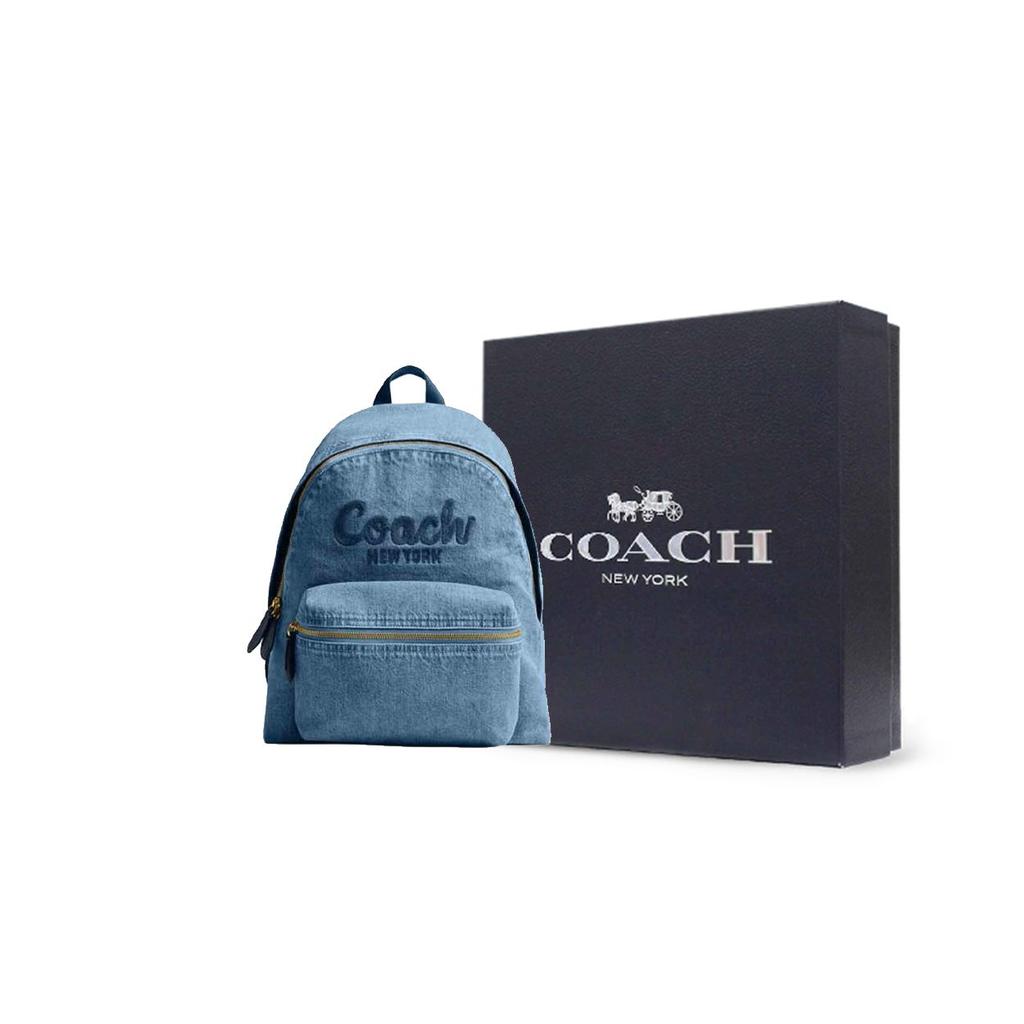 Coach Cargo 33 Logo Fabric Large Backpack Women Backpack Blue CAT43-B4IN