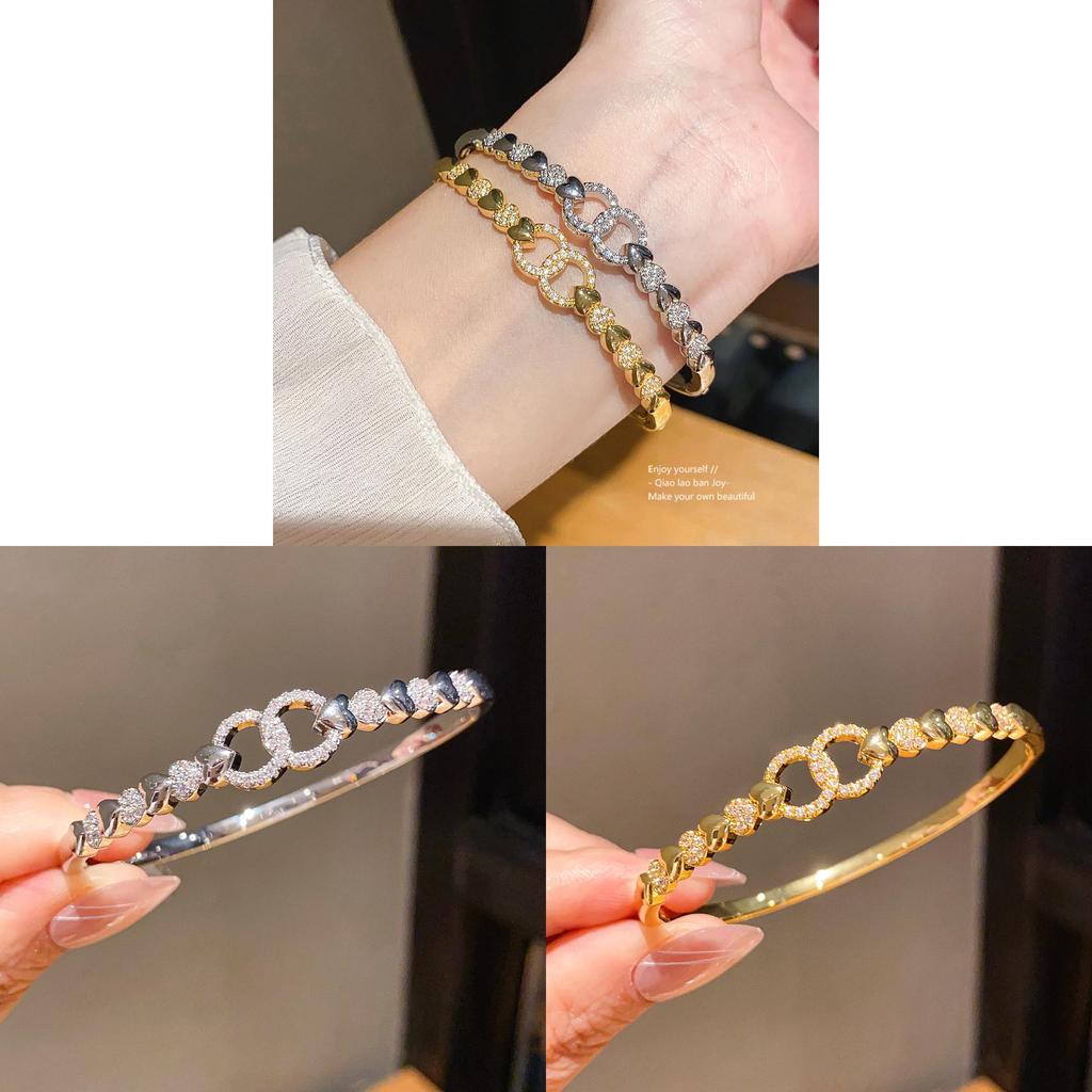Light Luxury Zircon Gold Plated Bracelet For Women With Heart Shape Design