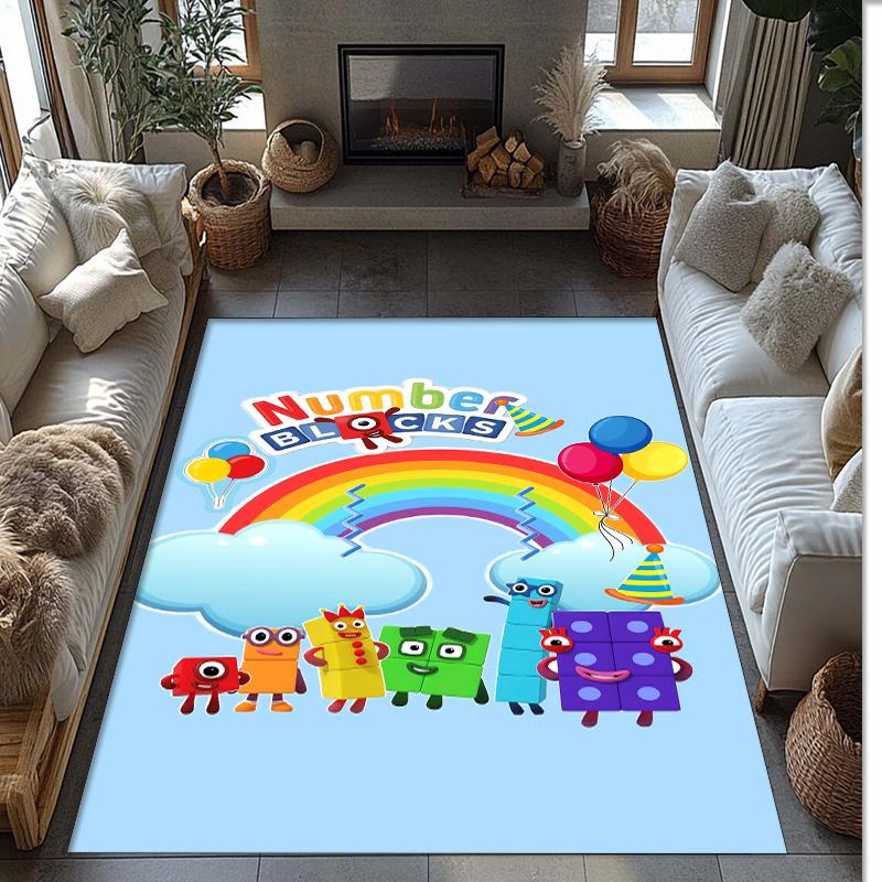 Numberblocks Crystal Velvet Rug, Soft Anti‑Slip Crystal Velvet Carpet for Living Room Bedroom Home Decor