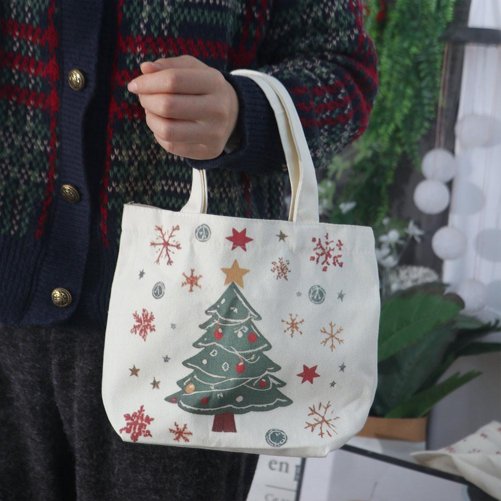 Large Capacity Christmas Canvas Gift Bag Cartoon Merry Christmas Decor  Party Favors