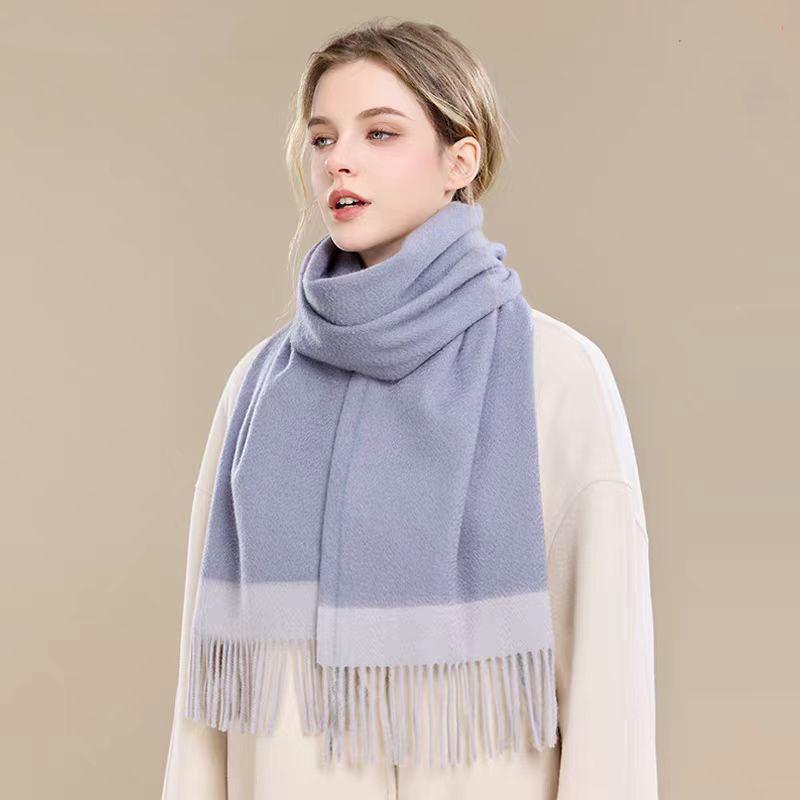 European And American High-Quality 100% Wool Scarf For Women Winter Double-Sided Border Design High-End Feel Versatile Large