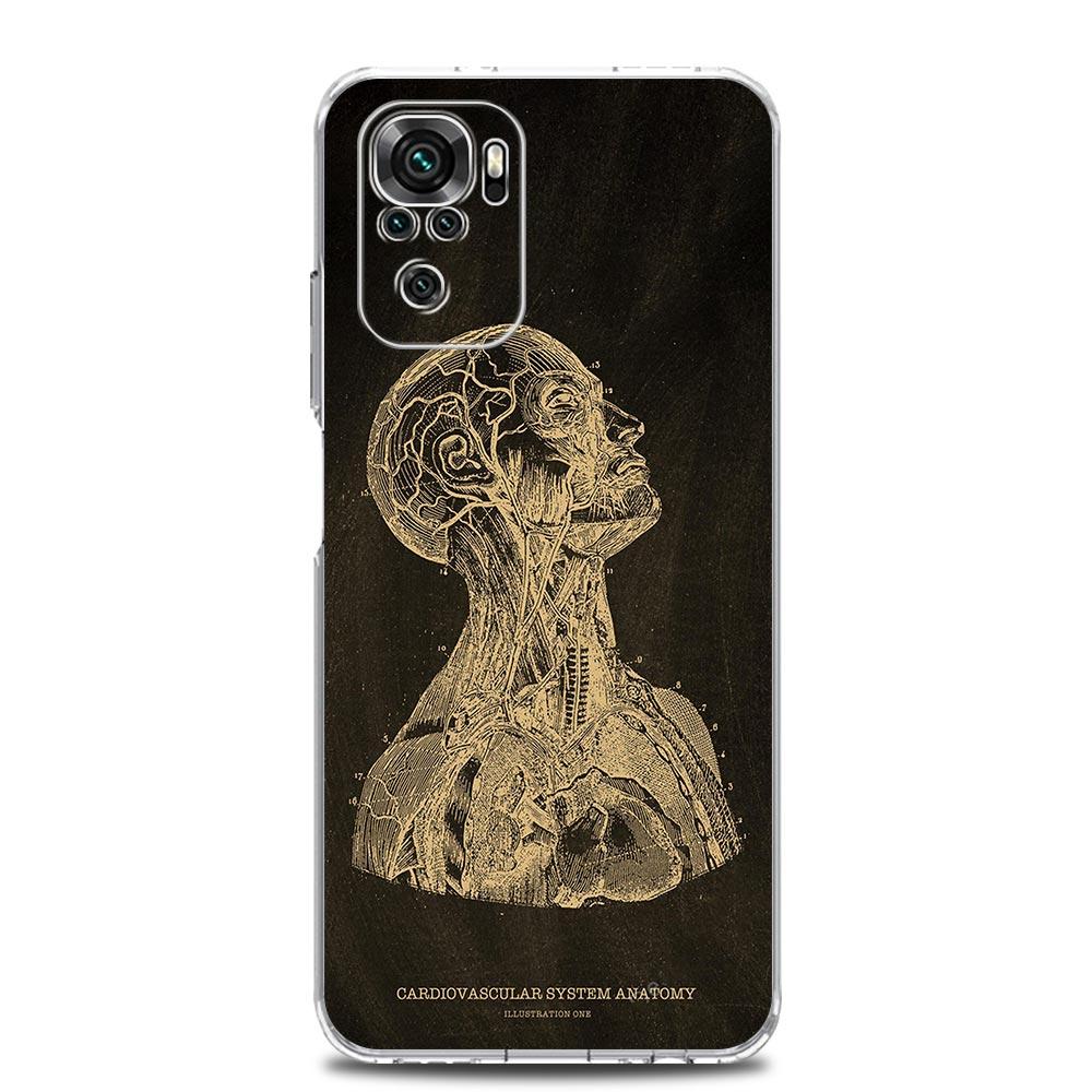 Skeleton Chalkboard Body Heart Phone Case For Xiaomi Redmi Note 13 12 5G 9S 9 8 10 11 Pro Plus 4G 9T 13C 12C10C 9C 9A 7 Cover