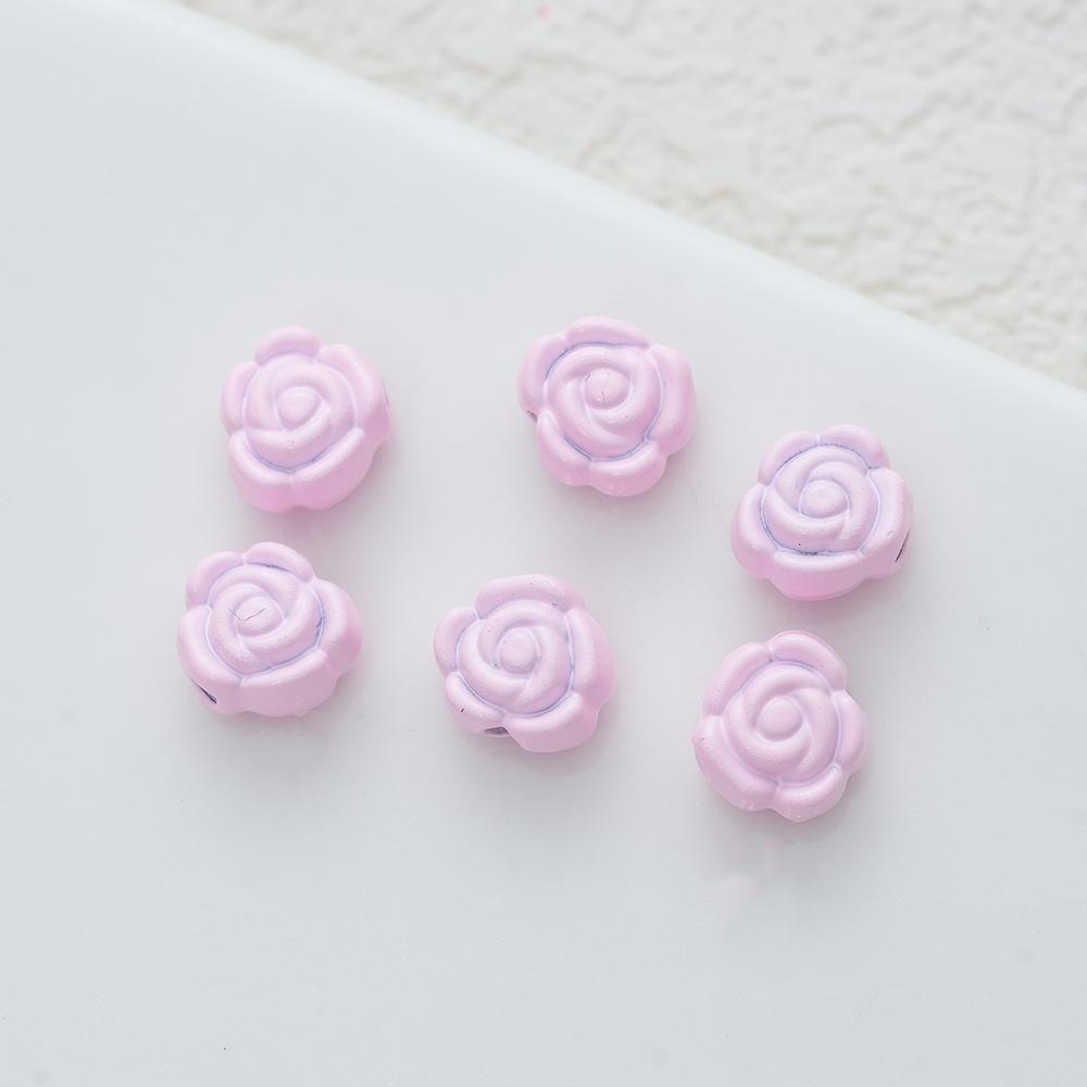 6Mm Legierung Farbige Rosenperlen Perlen DIY Handgefertigt Halskette Armband Ohrschmuck Gerades Loch Blume Zubehör Material
