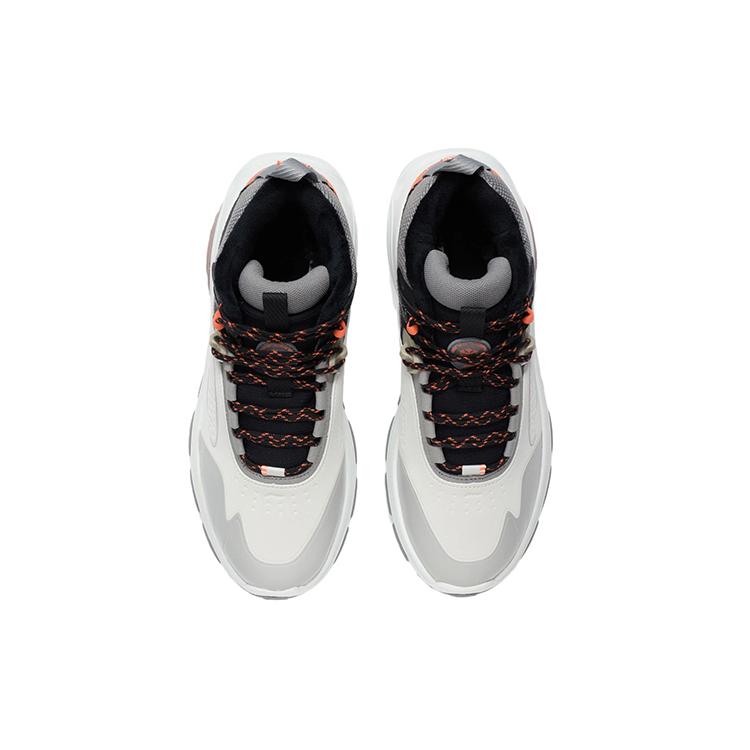 Li Ning Warm Front Trendy Leather Cushioning Slip Resistant Abrasion Resistant Thermal Rebound Mid top Running Shoes AGLR239-1