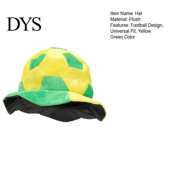 Soft Plush Sports Hat Adults Comfortable Universal Fit Football Cap Yellow Green Shape Party Carnival Cheering Tool Fan Accessory