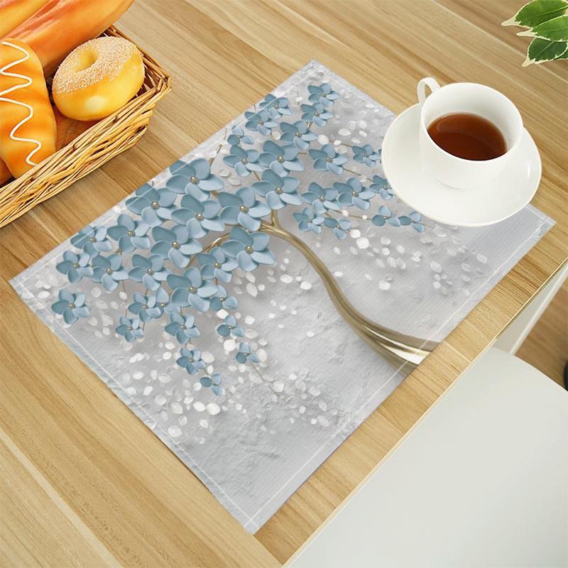 Motivi 3D Cvijetno Placemat Linen Fabric Table Mats Family Dinner Tableware Kitchen Table Mat 30X45cm