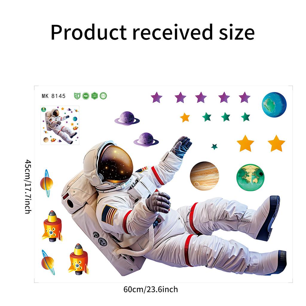 Astronaut und Stern Wandaufkleber Selbstklebende Weltraum-Themen Abziehbilder für Kinderzimmer Klassenzimmer Kinderzimmer Dekoration