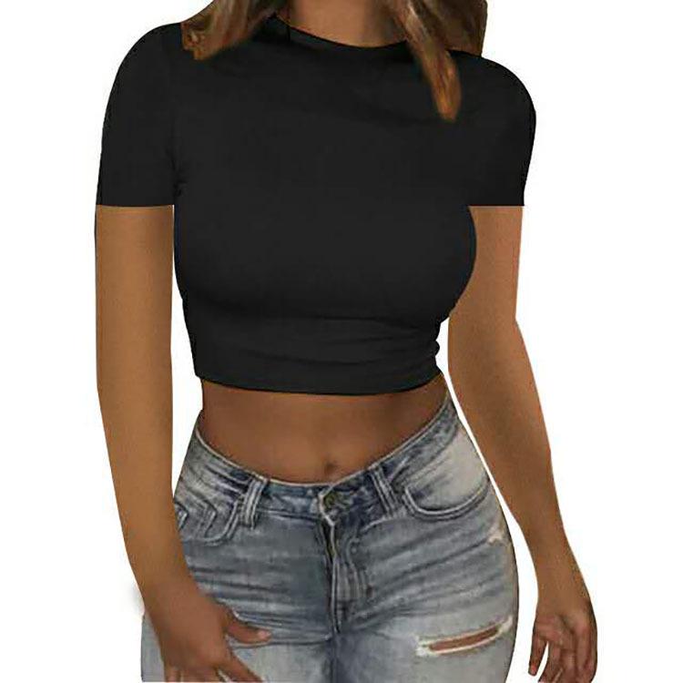 YYFS Women's Fashion Casual Summer Spring Solid Color Print Short Sleeve O-Neck Blouses & Shirts