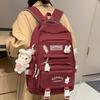 Children's Primary School Students Girls Burgundy Two-piece Set Junior High School Students College Students Backpack