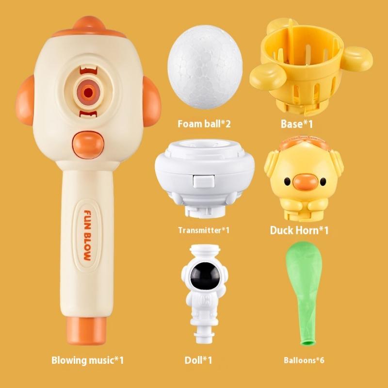Children'S Three In One Breathing Practice Toy Whistling Floating Blowpipe Ball Blowing Balloon Launcher Education Practice Toy