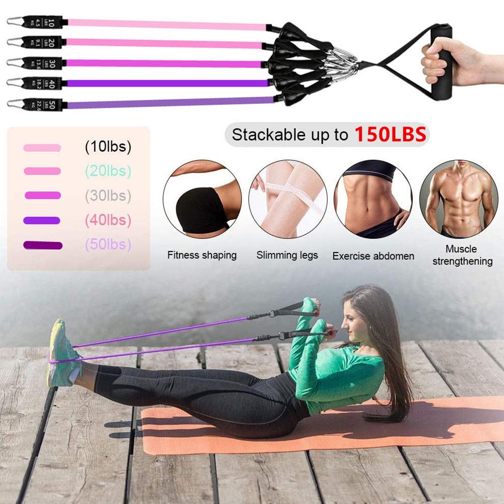 17PCS Resistance Bands Collection for Ladies Latex Exercise Workout Band Stretch Training Fitness Gym Equipment for Home Bodybuild Practical Use