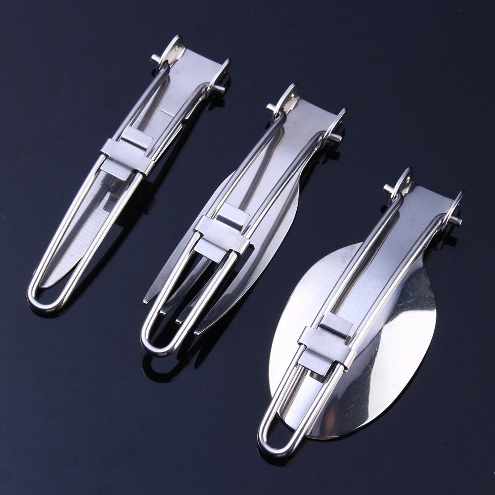 Φορητό Σετ Πτυσσόμενων Μαχαιροπήρουνων Κατασκήνωσης Πικνίκ από Ανοξείδωτο Ατσάλι Μαχαίρι Πιρούνι Κουτάλι Τσάντα