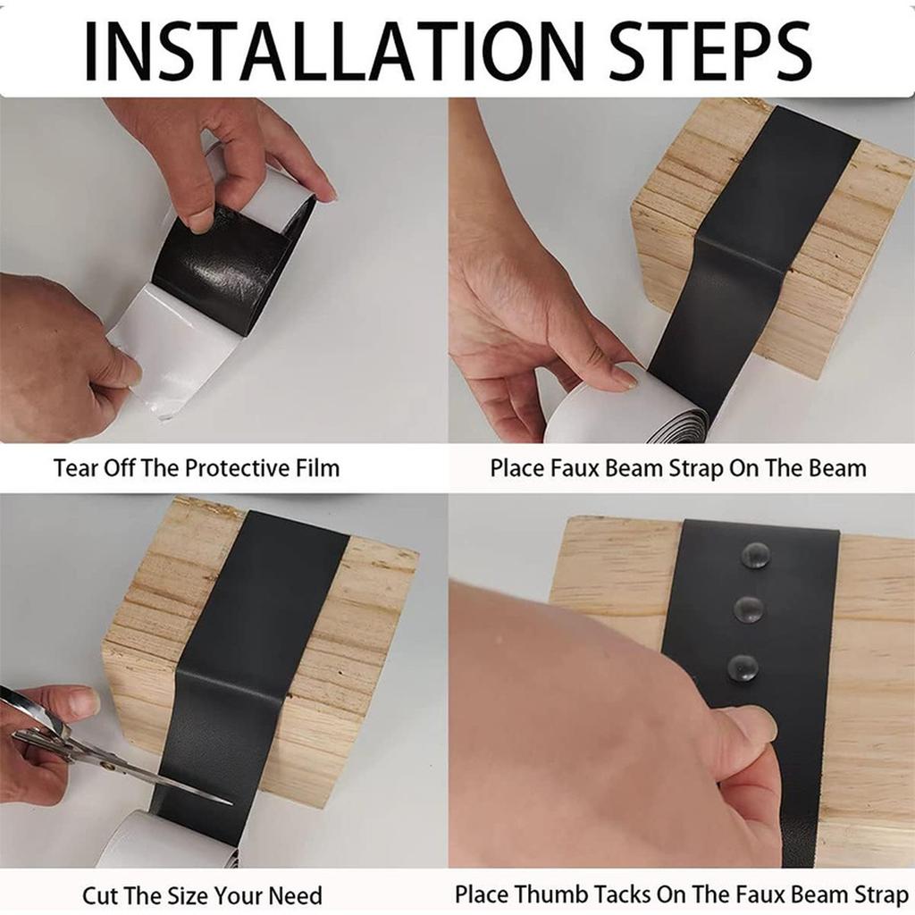 Curea 1,5m Aspect Lemn Artificial 100 Cuie cu Cap Rotund Bandă Autoadezivă pentru Tavan Accesorii Flexibile Aspect Metal