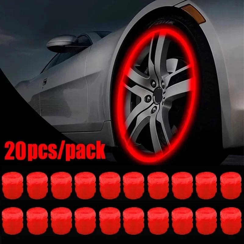 1/4/8/20PCS Luminous Car Tire Valve Cap Fluorescent Night Covered Motorcycle Truck Universal Tube Tyre Bicycle Valve Cap