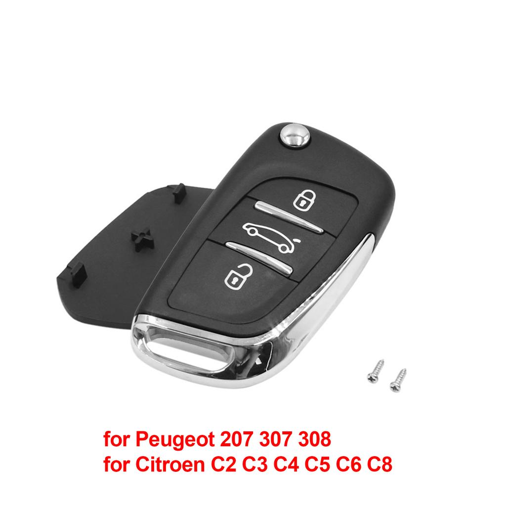X Autohaux Auto 2 Buttons Uncut Insert Key Fob Case Remote Control Shell Car Accessories for Peugeot 106 107 206 207 306 307