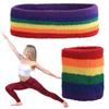 Polyester Rainbow Tennis Headband Colorful Fitness Wrist Brace Sport Wristband Table Tennis